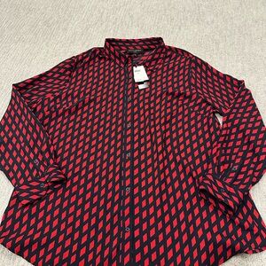 Banana Republic Red and Black Patterned Shirt Jacket